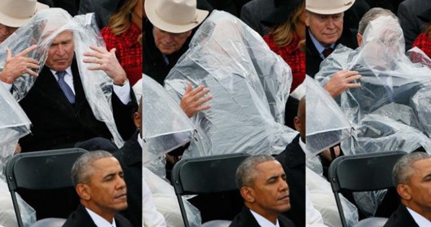 11 Foto editan George W. Bush dengan jas hujan ini bikin geli
