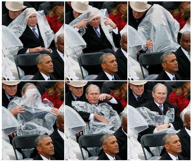 11 Foto editan George W. Bush dengan jas hujan ini bikin geli