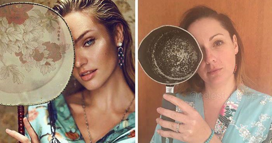 13 Foto cewek tirukan gaya pemotretan seleb dunia ini kocak abis