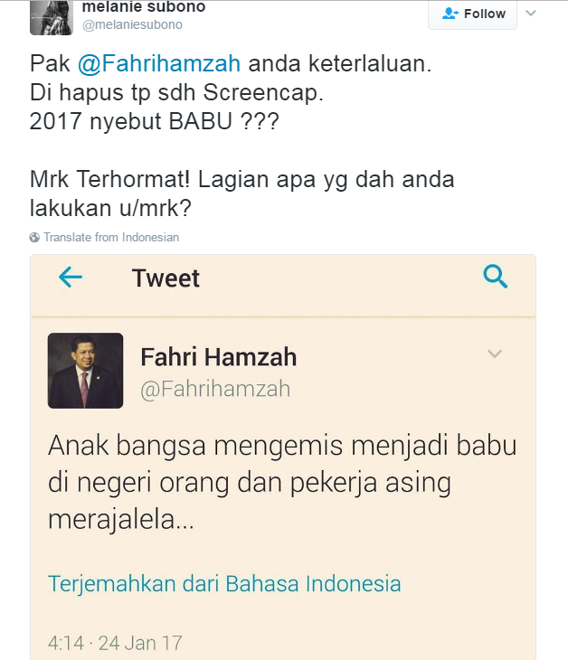 Sebut TKI sebagai 'pengemis' dan 'babu', Fahri Hamzah dihujat netizen