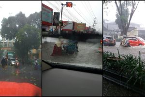 Hujan angin landa Yogyakarta, parkiran Mal terendam air