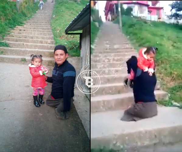 Pengorbanan ayah tanpa kaki gendong anaknya naik tangga ini bikin haru