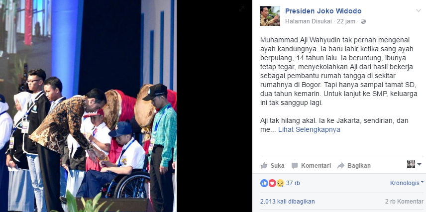 Perjuangan anak yatim mau sekolah yang diungkap Jokowi ini inspiratif