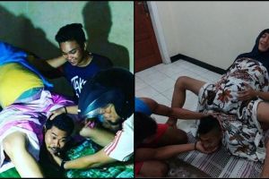9 Foto remaja hits tirukan ibu melahirkan, gokil-gokil gayanya