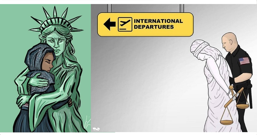 10 Ilustrasi ini melawan kebijakan Trump larang muslim masuk AS