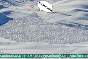10 Lukisan raksasa di atas salju dan pasir ini dibikin dari jejak kaki