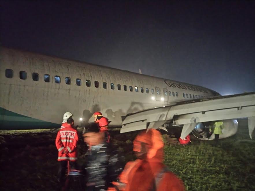 Ini foto-foto Pesawat Garuda Indonesia tergelincir di Adisutjipto