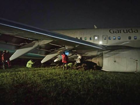 Ini foto-foto Pesawat Garuda Indonesia tergelincir di Adisutjipto