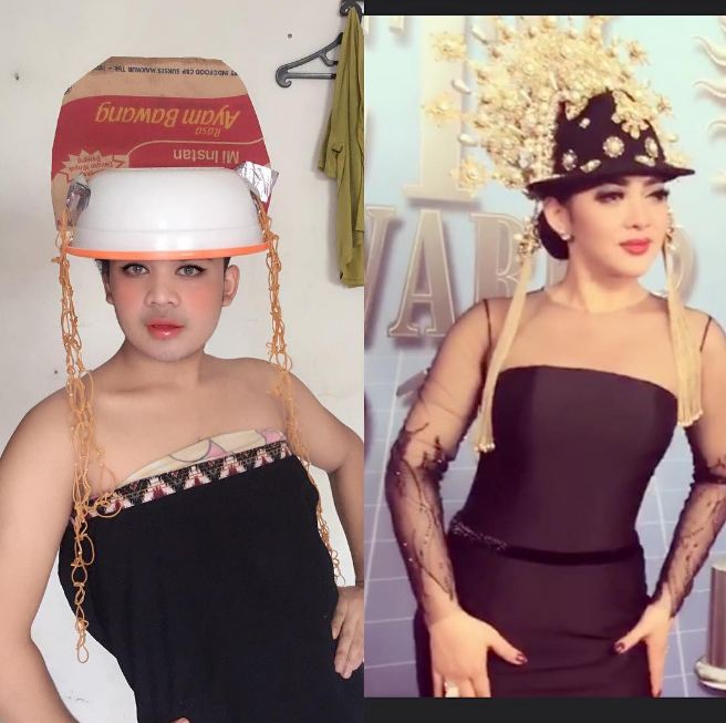 gaya pria tiru dandanan syahrini ini bikin ketawa © 2017 instagram/@fahrit_mufama_cetarrrr