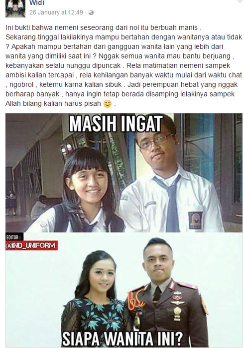 status netizen tentang kesetiaan ini viral © 2017 instagram/@faisalharianja