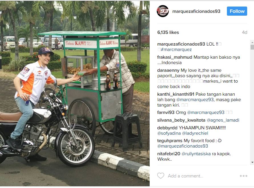 Kunjungi Indonesia, Marc Marquez girang bisa jajan makanan ini