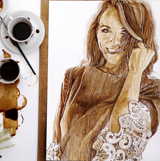 15 Potret wajah ini dilukis dari bahan kopi, wow keren abis