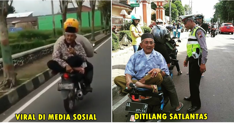 'Kakek Legend' yang bonceng motor menghadap belakang akhirnya ditindak