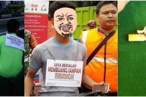 Buang sampah sembarangan, 15 orang ini dihukum punguti sampah