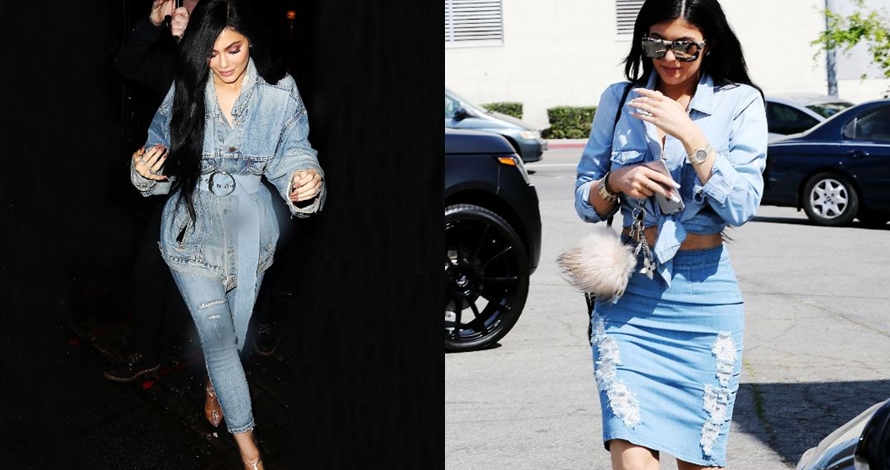 10 Gaya denim on denim ala Kylie Jenner yang wajib kamu coba