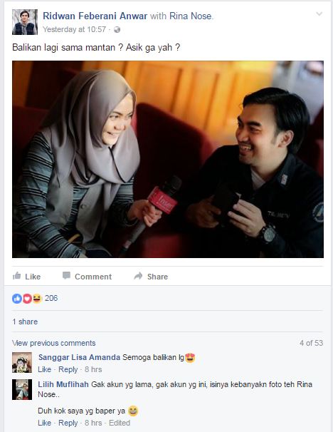 postingan Rina Nose © 2017 istimewa