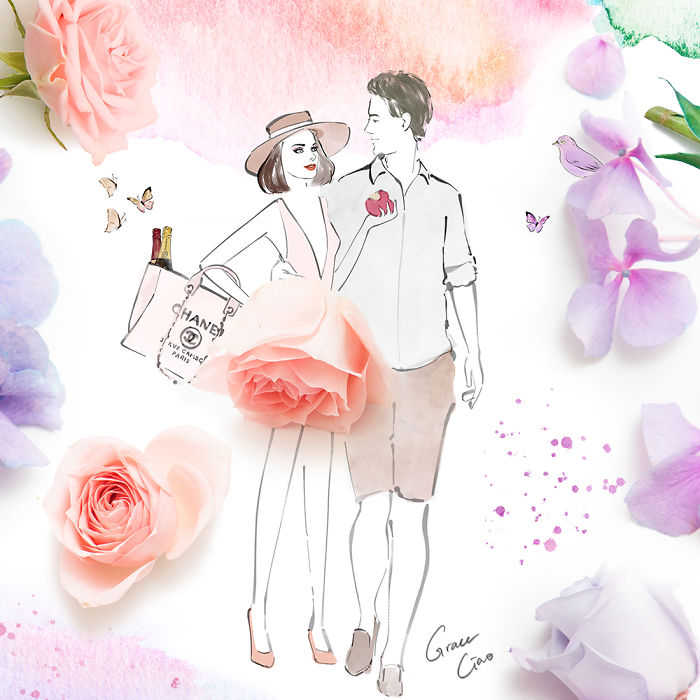 11 Ilustrasi cinta kombinasi dari lukisan dan bunga ini wow banget