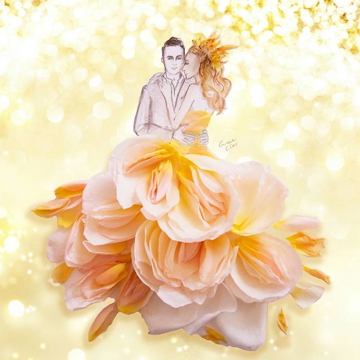 11 Ilustrasi cinta kombinasi dari lukisan dan bunga ini wow banget