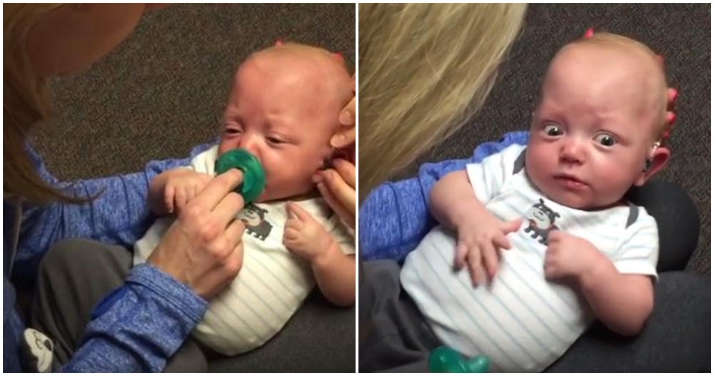 Bayi dipasangi alat bantu dengar, reaksi dipanggil ibunya bikin haru