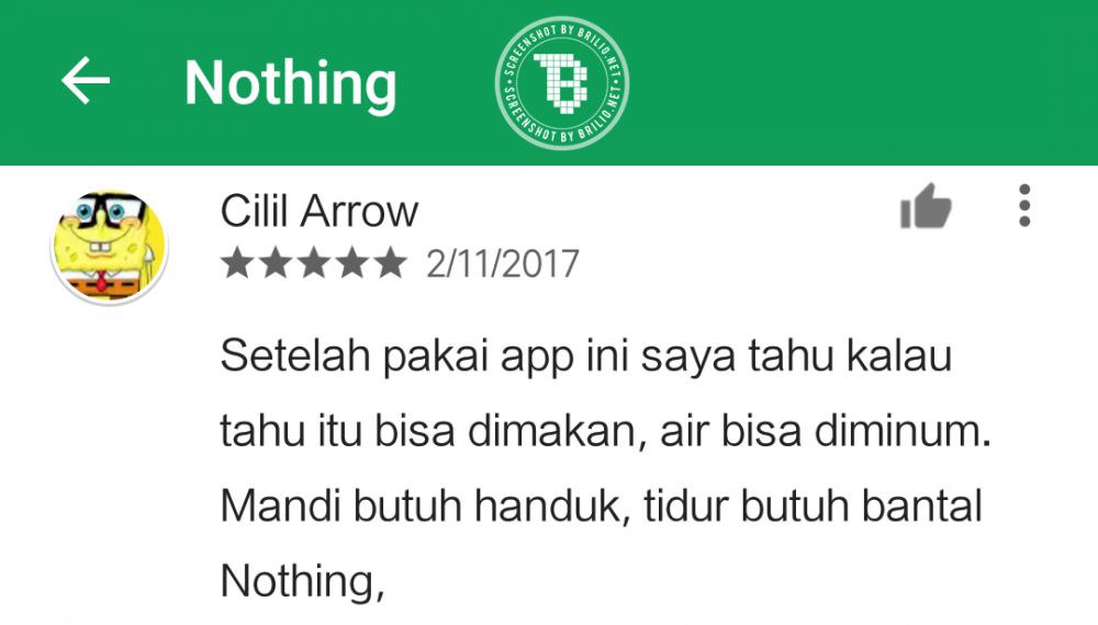 komentar aplikasi Nothing © 2017 brilio.net