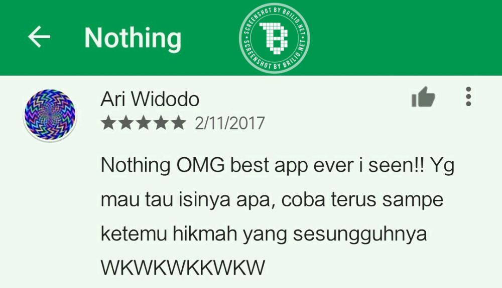 komentar aplikasi Nothing © 2017 brilio.net
