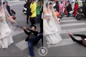 Tak muncul di pelaminan, pria ini diseret mempelai wanitanya di jalan