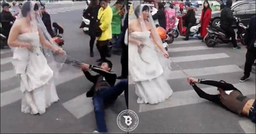 Tak muncul di pelaminan, pria ini diseret mempelai wanitanya di jalan