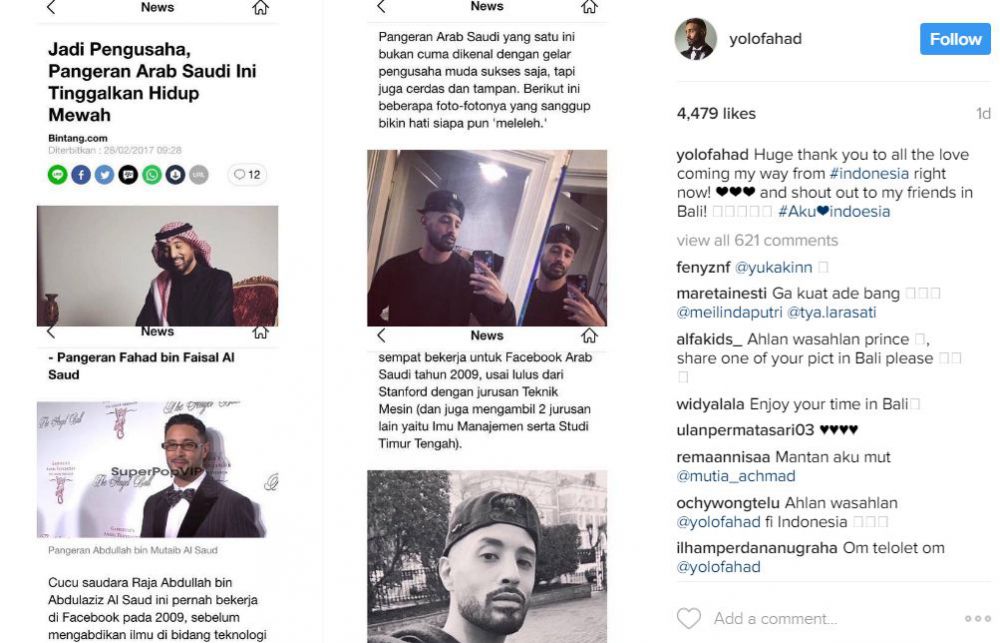 pangeran arab ini ungkapkan rasa cintanya ke indonesia © 2017 instagram