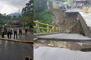 6 Potret ngeri rusaknya Jembatan Grawah, ambrol sepanjang 20 meter