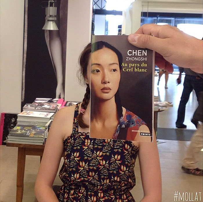 10 Potret gabungan sampul buku dan wajah orang ini keren parah