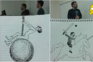 Isengnya mahasiswa ini, profesornya digambar jadi 10 karakter kartun