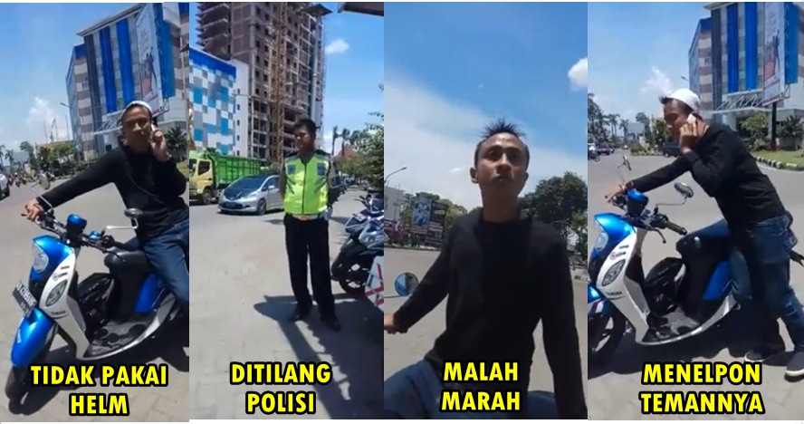 Marah ditilang karena tak pakai helm, pengendara ini maki-maki polisi