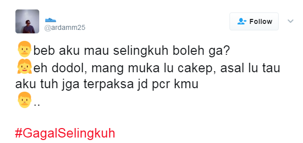 11 Cuitan netizen #GagalSelingkuh ini kocaknya bikin ketawa ngakak