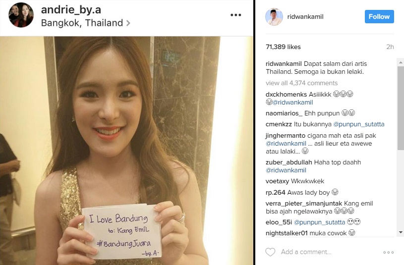 Dapat salam dari artis Thailand, caption Kang Emil bikin ngakak 