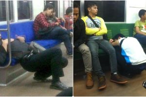 10 Foto gaya penumpang tidur di KRL, kasihan tapi juga bikin ketawa