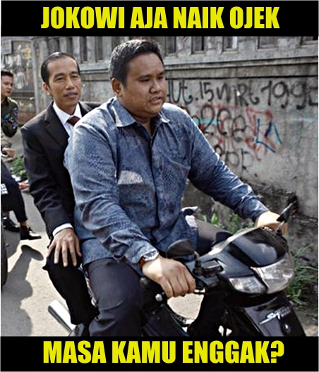 7 Meme Jokowi naik ojek ini bikin harimu cerah ceria, kocak