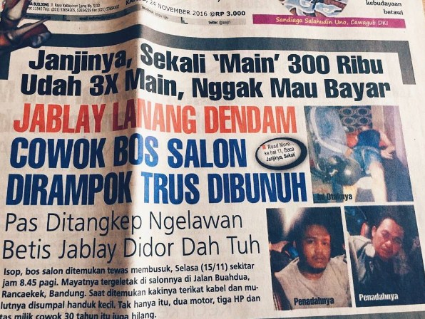 7 Judul koran 'asmara berujung pidana' ini kocaknya bikin ketawa lepas