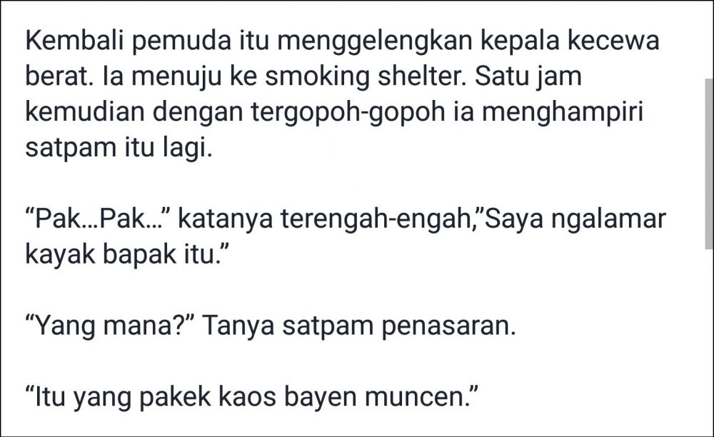 Obrolan kocak satpam dan pelamar kerja ini endingnya nyindir banget