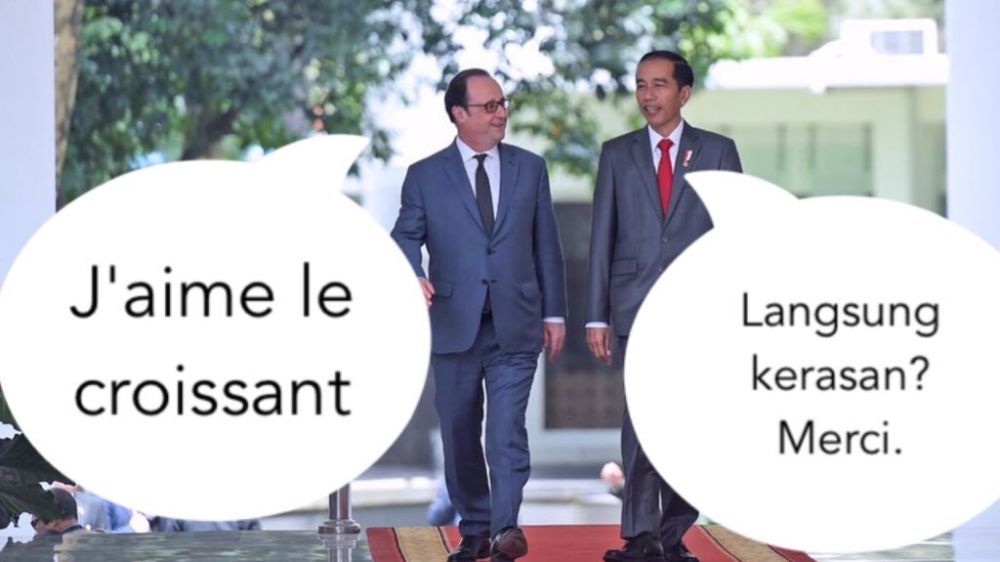 7 Meme 'kunjungan Presiden Prancis' ini kocaknya kebangetan