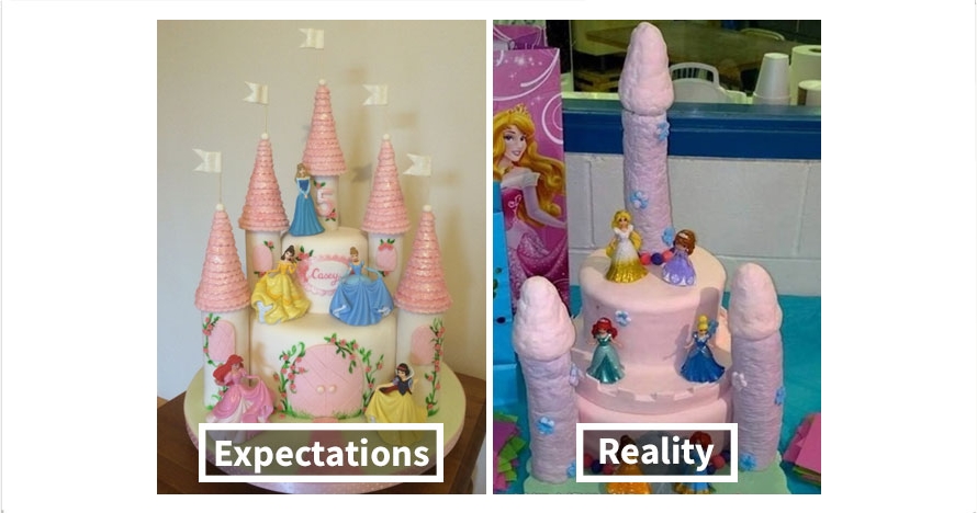 20 Foto ekspektasi vs realita kue ulang tahun ini bikin nggak selera