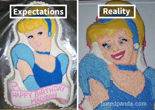 20 Foto ekspektasi vs realita kue ulang tahun ini bikin nggak selera
