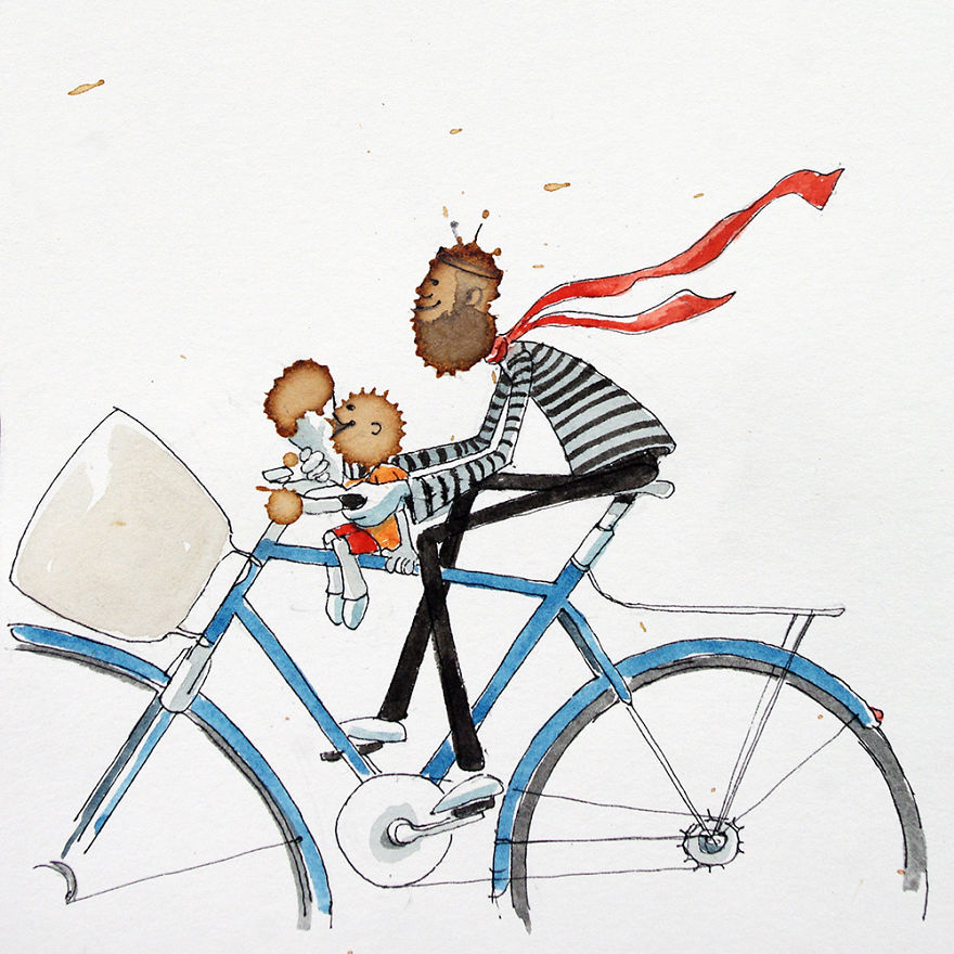 Seniman ini ubah noda kopi jadi gambar menarik, ini 11 potret karyanya