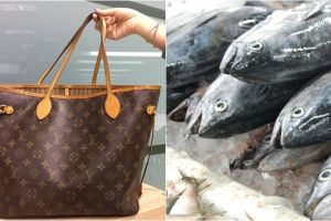 Dapat kado tas LV dari cucu, nenek ini memakainya buat beli ikan segar