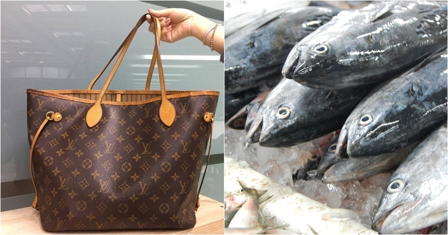 Dapat kado tas LV dari cucu, nenek ini memakainya buat beli ikan segar