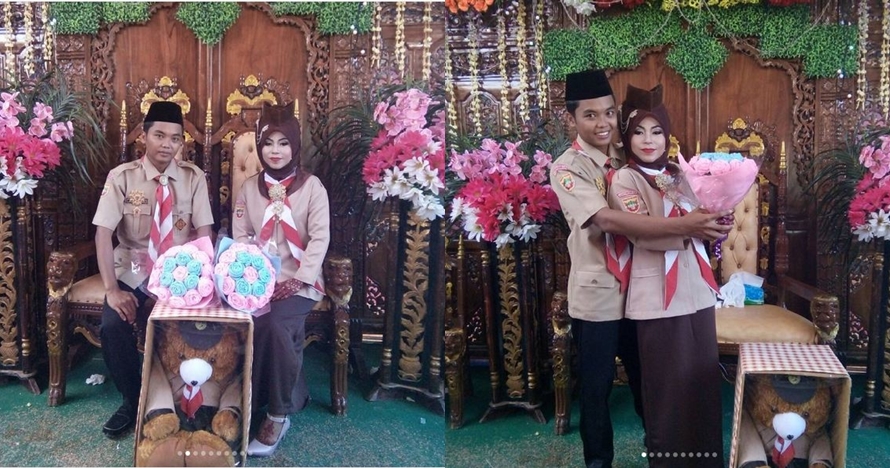 10 Potret pasangan menikah dengan seragam Pramuka, unik abis