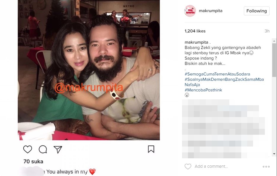 Ini tanggapan adem Nafa Urbach soal foto Zack Lee mesra dengan cewek