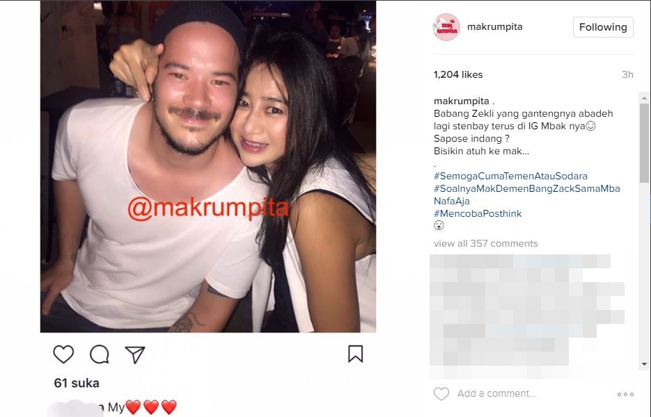 Ini tanggapan adem Nafa Urbach soal foto Zack Lee mesra dengan cewek