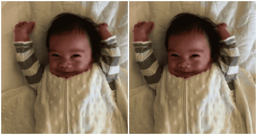 Video bayi lakukan gerakan sama tiap bangun pagi ini ngegemesin banget