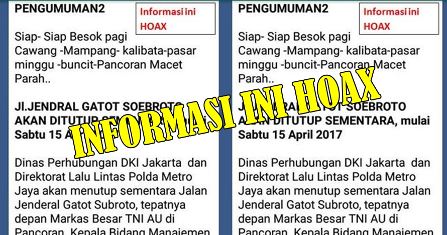 Ramai dibicarakan, info penutupan jalan di Jakarta ternyata hoax