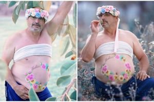 10 Potret pria saat tirukan foto kehamilan, bikin ngakak kegelian 